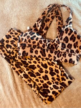Fabletics PureLux Cheetah Print Leggings and Matching Bra-Size Small.